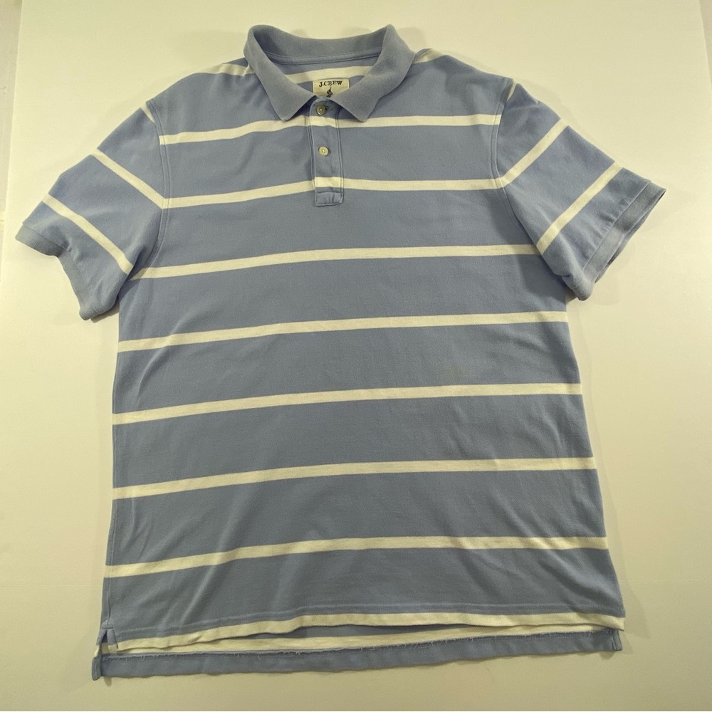 J CREW  Blue Striped Polo Shirt Men’s Size: Large